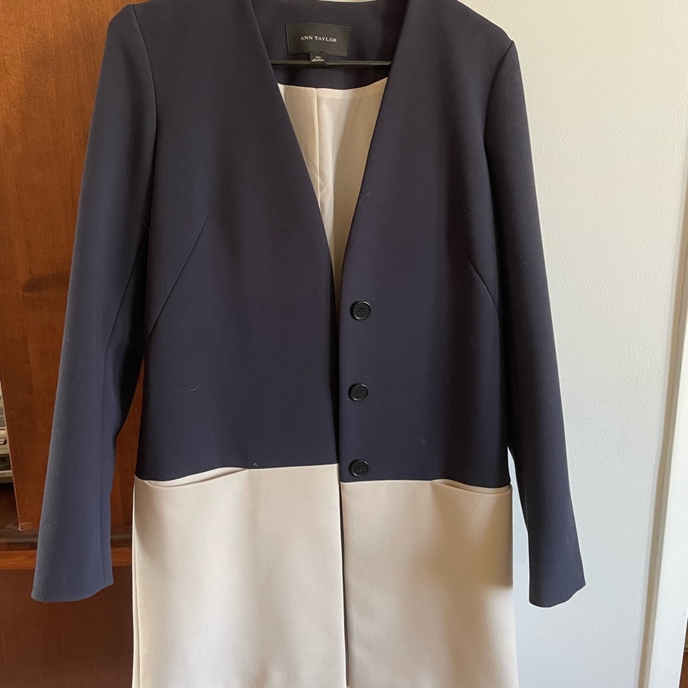 Ann Taylor Navy and Cream Women's Coat